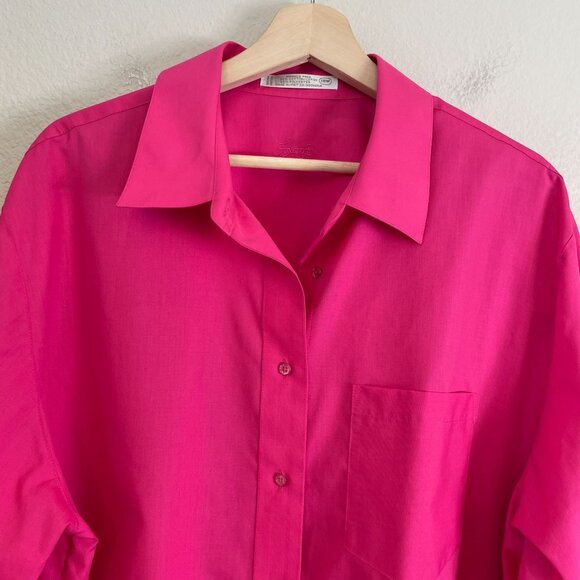 Foxcroft Womens Plus 18W Wrinkle Free Pink Button Up Shirt Long Sleeve Blouse - Picture 7 of 8